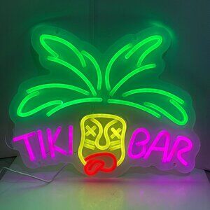 TIKI Bar Mask Neon Signs LED Beer Club Light Lamp Man Cave Pub Home Party Decor